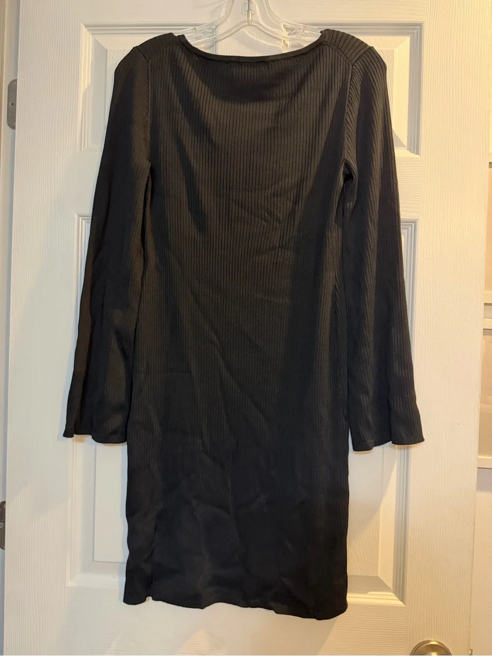 J. Crew NWOT square neck ribbed dress black small
